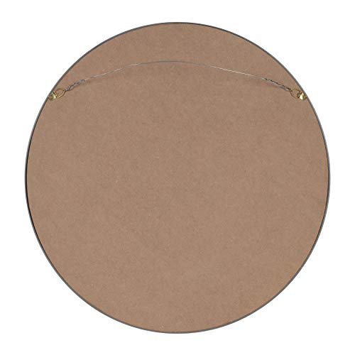 Travis Round Wood Wall Mirror, 21.6" Diameter, Navy Blue, Modern Wall Décor Accent