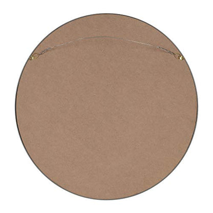 Travis Round Wood Wall Mirror, 21.6" Diameter, Navy Blue, Modern Wall Décor Accent