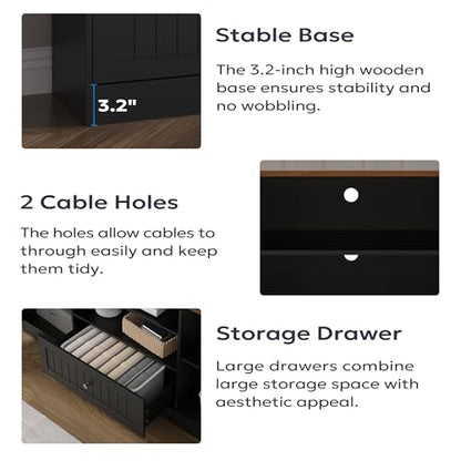 63 in Farmhouse TV Stand with Door for TVs up to 70", Black, view 7