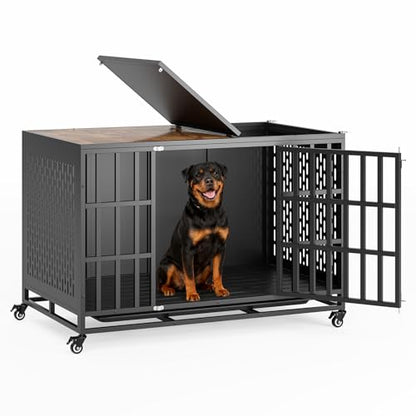 48" Heavy Duty Dog Crate Furniture, Wooden Dog Crates for Large and Medium Dogs, view 2