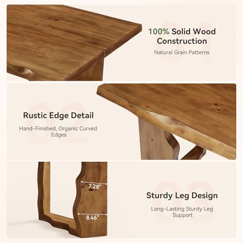 Farmhouse 63" Live Edge Rustic Solid Wood Executive Desk, view 6