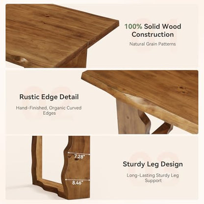 Farmhouse 63" Live Edge Rustic Solid Wood Executive Desk, view 6