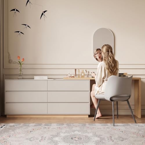 Modern Expandable Makeup Vanity Dresser Desk Combo With 6 Drawer, view 5