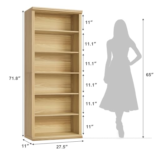 Bookcase and Bookshelves, 28" W Tall Bookshelf, Natural Oak, view 3