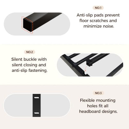 Full Bed Frame, 14 Inch Full Size Metal Platform Bed Frame, Black, view 7