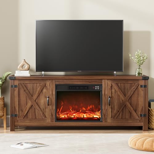 58 Inch Fireplace TV Stand for TVs up to 65 Inch, Brown, view 2