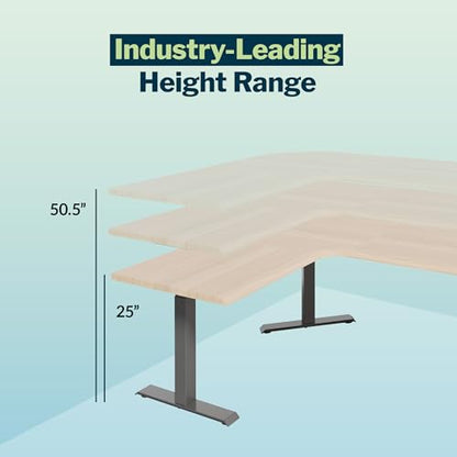 Vari ComfortEdge 80x60 L-Shape Electric Standing Desk – Height Adjustable Sit-Stand VariDesk for Corner Office with Reversible Left/Right Design – Light Wood Top/Slate Legs (Ships in 3 Boxes)