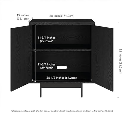 28" Fluted Accent Cabinet, Ribbed Modern Sideboard Buffet Cabinet with 2 Doors and an Adjustable Shelf for Living Room, Dining Room, Bedroom or Entryway, Natural Black