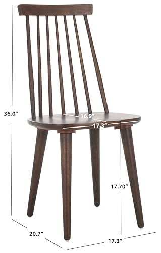 SAFAVIEH Furniture - Burris Side Chair Set of 2 - Dark Walnut - Solid Wood - Modern Clean-Line Design - Ideal for Dining Room, Kitchen, Living Room, 17.7" Seat Height (AMH8511N-SET2)