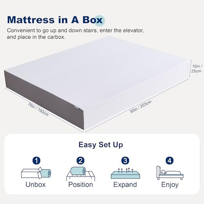 Breathable Memory Foam Mattress, Soft Plush Feel, 10 Inch, King, P22MD-10K, view 3