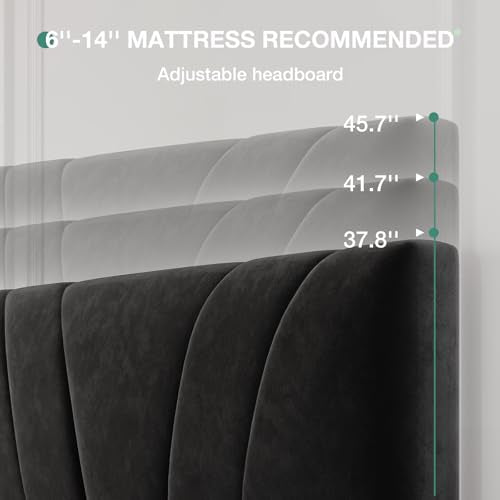 Queen Bed Frame, Queen Size Bed Frame with Wooden Slats Support, view 5