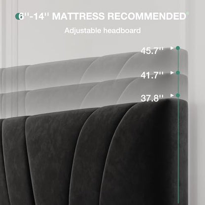 Queen Bed Frame, Queen Size Bed Frame with Wooden Slats Support, view 5