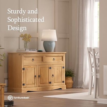 Solid Wood Storage Cabinet 51.9" W, 16.9" D, 31.7" H, view 4