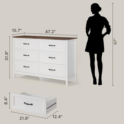 2-Piece Bedroom Furniture Set – Includes a 5 Drawer Dresser, a 6 Chest of Drawers,Modern Farmhouse Dresser Set, Ideal for Bedroom, Living Room