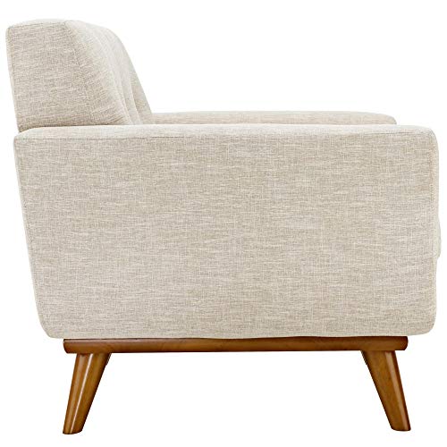 Engage Upholstered Fabric Button Tufted Sofa Furniture Set | Comfortable Lounging | Stylish Design | Sturdy Base | Beige | Includes Armchair, Loveseat, and Sofa