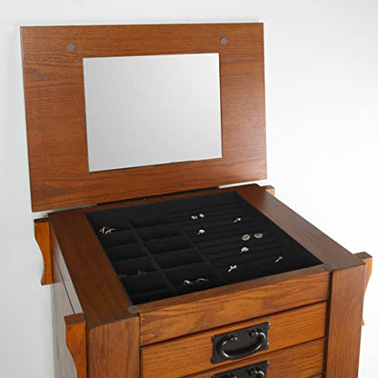 Powell Oak Kat Jewelry Armoire 19.625"L x 15.25"W x 40.625"H