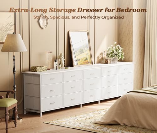 78.7 inch Long Dresser for Bedroom, 15 Drawer Fabric Dresser for Closet, view 5