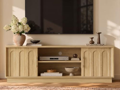 59" Modern TV Stand with Storage, Oak, Arched Design, view 2