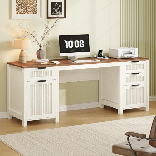62" Farmhouse Computer Desk with Drawers & Storage Cabinet for Home Office, view 5