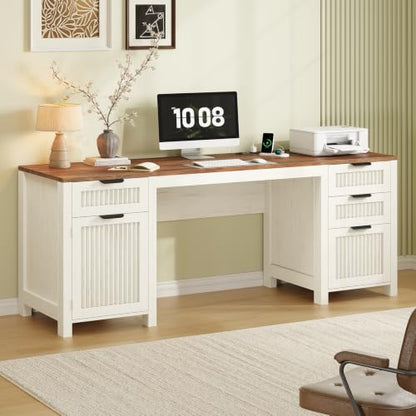 62" Farmhouse Computer Desk with Drawers & Storage Cabinet for Home Office, view 5