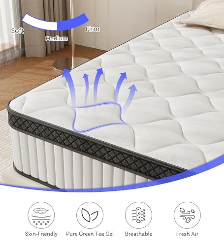 Full Mattress 10 Inch, Bed in a Box Hybrid with Gel Memory Foam & Pocket Springs, view 6