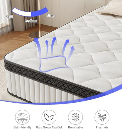 Full Mattress 10 Inch, Bed in a Box Hybrid with Gel Memory Foam & Pocket Springs, view 6