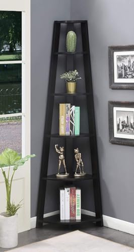 Newport 5 Tier Corner Bookcase, Black