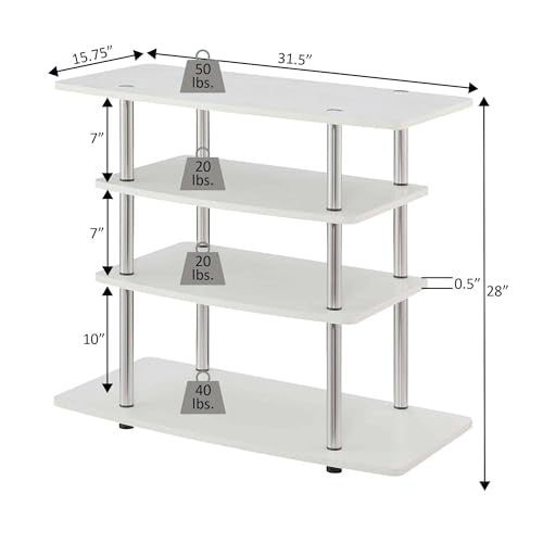 Designs2Go No Tools Highboy 4 -Tier TV Stand 31.5" - Entertainment Center for TVs up to 37 Inches, Modern TV Console with Shelves for Living Room, Family Room, Black