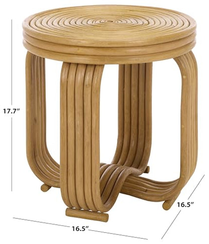 SAFAVIEH Furniture - Asleesh Round Accent Table - Natural Rattan - Fully Assembled - Ideal for Living Room, Bedroom, 16.5" W x 16.5" D x 17.7" H (ACC9901A)