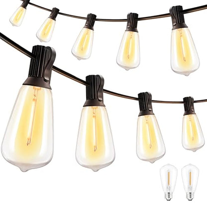 Outdoor String Lights 155FT, Shatterproof Connectable Patio Lights with 60 ST38 Edison LED Bulbs, 2200K Warm White Waterproof String Lights for Outside Backyard, Gazebo, Porch, Balcony, Bistro