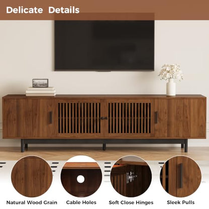 Marzzi Mid Century Modern TV Stand for 85” TV, Media Console with Storage, view 5