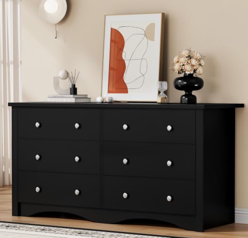 Black 6 Dresser for Bedroom, view 2