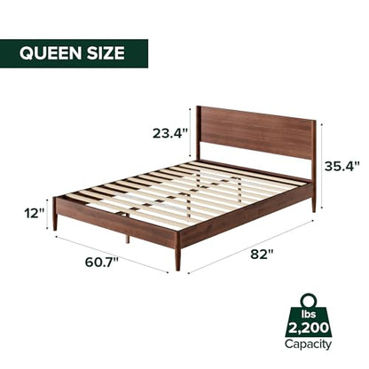 Allen Mid Century Wood Platform Bed Frame, Queen, view 3