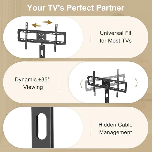 55" TV Stand with Mount, Universal Swivel TV Console for 32-75 inch TVs, view 7