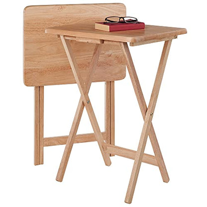 Alex Set of 2 Foldable Snack Tables, Easy to Store Small Portable Fold Up Table Set for Kitchen, Living Room TV Dining, Crafts, Puzzles, Work From Home
