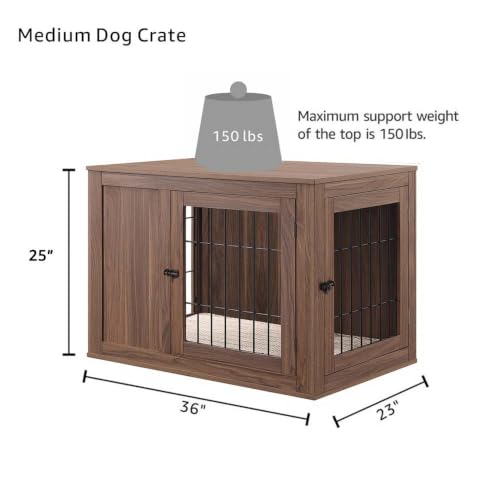 36 Inch Furniture Style Dog Crate with Cushion for Medium Dogs, view 6