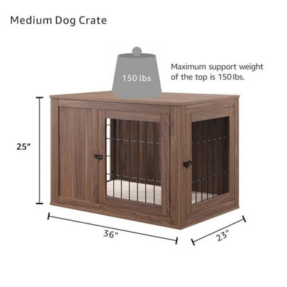 36 Inch Furniture Style Dog Crate with Cushion for Medium Dogs, view 6