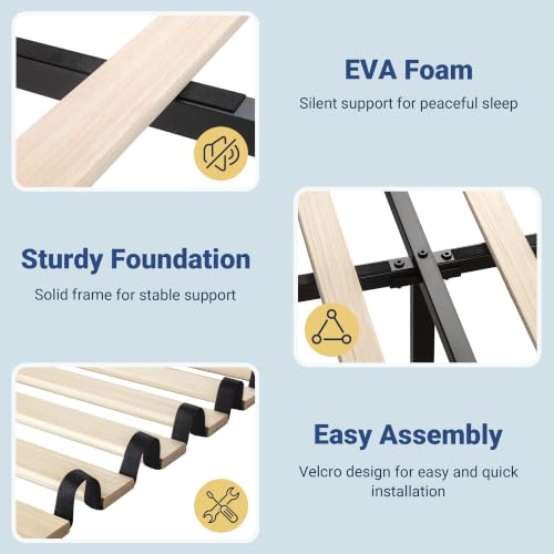 Queen Size Upholstered Bed Frame with Charging Station, Cream, view 8
