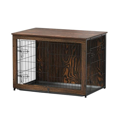 Wooden Dog Crate Furniture with Cushion, Dog Crate End Table with Tray, view 3