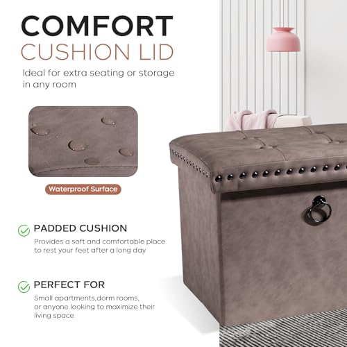 16x12x12 Inches Folding Cube Storage Ottoman, view 7