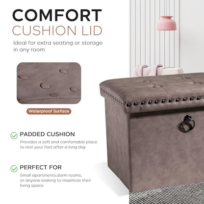 16x12x12 Inches Folding Cube Storage Ottoman, view 7