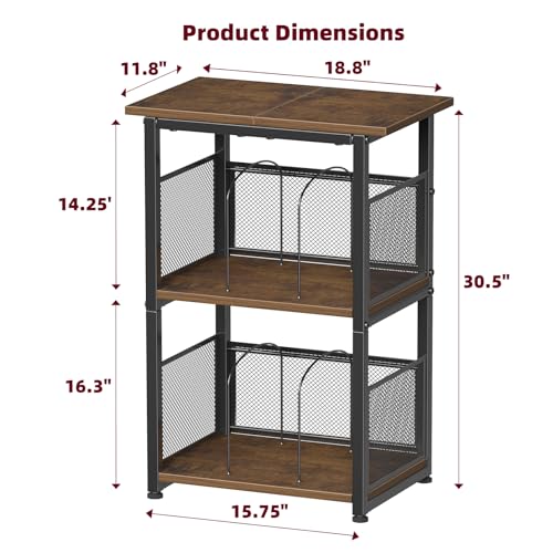 Record Player Stand, 3 Tiers Tall Side Table, Turntable Table with Vinyl Record Storage Up to 200 Albums, Rustic Brown