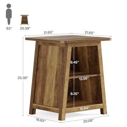 Tribesigns 3-Tier Rustic Farmhouse Wooden End Table with Open Storage Shelves, Trapezoid Angled Leg Side Table for Living Room, Small Space Friendly Sofa Side Table