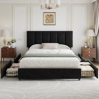 Black Heavy-Duty Platform Bed Frame with Storage, view 5