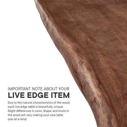 Henley Dining Table 60 Inch Live Edge Acacia Wood Black Walnut Finish Modern Kitchen Room Entertaining Home Furniture Quality Stylish Elegant Durable Refined