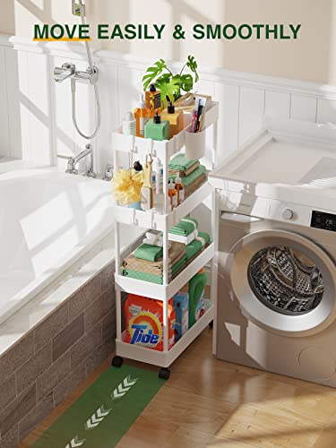 Slim Rolling Storage Cart - 4 Tiers Bathroom Organizer Utility Cart, view 7