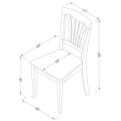 AVC-BLK-W Avon Dining Room Chairs - Slat Back Solid Wood Seat Chairs, Set of 2, Black & Cherry