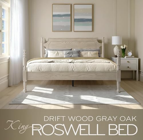 Solid Wood King Size Platform Bed Frame with Headboard & Footboard, view 4