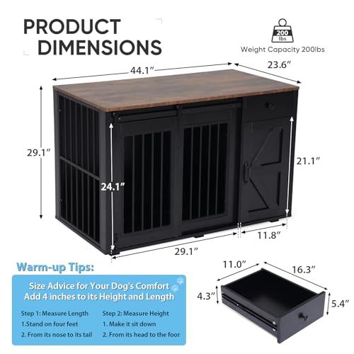 44" Dog Crate Furniture, Dog Kennel (44" Right Facing Door), view 3