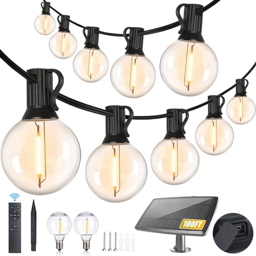 Solar G40 outdoor string lights with remote, dimmable, view 2